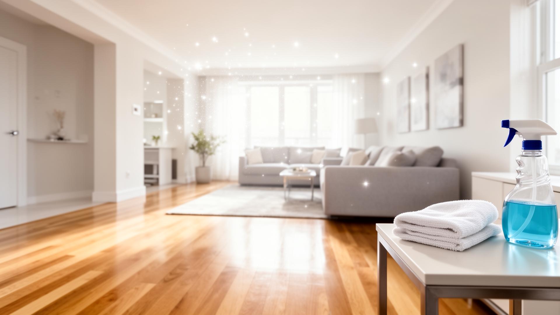 Bright, freshly cleaned modern living room interior